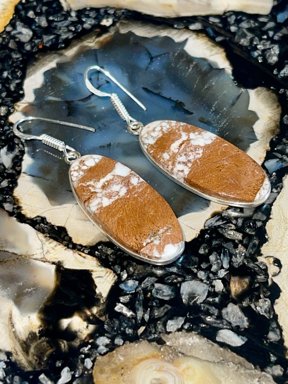 Wild Horse Jasper Magnesite Earrings 2” - Picture 13 of 16